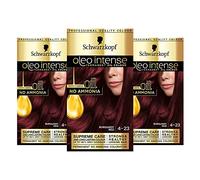 Schwarzkopf Oleo Intense Red Hair Dye, 3-Pack Permanent Oil Colour, No Ammonia, Covers Greys, Burgundy Red 4-23