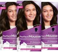 Schwarzkopf Perfect Mousse Permanent Foam Colouration 400/4-0 Dark Brown (3 x 92.5 ml), Hair Colour with Perfect Grey Coverage, Colouration for Intensive Care and Radiant Shine