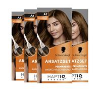 Schwarzkopf Root Set A2 Golden Brown Level 3 (4 x 44.5 ml), Permanent Hair Colour for Concealing Hairline in Just 10 Minutes, Root Colour for Harmonious Transitions