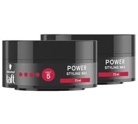 Schwarzkopf TAFT Styling Wax Power (2 x 75 ml), Hair Wax for up to 48 Hours of Strength Hold, Gentle on Hair and Scalp, Vegan, Styling Wax