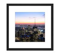 Schwen Panoramic View New York City Chrysler Photo 8X8 Inch Square Wooden Framed Wall Art Print Picture with Mount Artery8 Black One Size