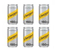 Schweppes Soda Water, 150ml Mini Cans, Carbonated Mixer, Pack of 6