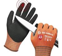 Schwer ProGuard Highest Level Cut Resistant Work Gloves PR3326 for Extreme Protection，ANSI A9 Cut Gloves with Reinforced Thumb, Non Slip, Breathable, Durable, Touch-screen, PFAS Free, Orange 1 Pair（M）