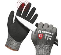 Schwer ProGuard Highest Level Cut Resistant Work Gloves PR3326 for Extreme Protection，ANSI A9 Cut Gloves with Reinforced Thumb, Non Slip, Breathable, Durable, Touch-screen, PFAS Free, Black 1 Pair（S）