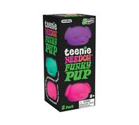 NeeDoh Schylling Teenie Funky Pup (3 Pack) - Mini Squishy Animals Fidget Toys, 8 Assorted Colours & Styles, Nee Doh Stress Balls For Anxiety Relief, Safe & Non-Toxic Dough; 3 Year Olds +