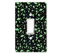 Sci-Fi Alien UFO Light Switch Cover Plates Toggle Switch Covers Plate，4.9"x3.2" Unbreakable Decorative Electrical Toggle Switch Cover Plates Wall Plate Sci-Fi Alien UFO Gifts for Men Women