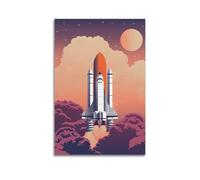 Sci Fi Art Cartoon Rocket Traveling In Space Decorative Painting Canvas Wall Posters And Modern Family Bedroom Decor 20x30inch(50x75cm)