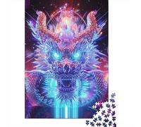 Sci Fi Dragon Jigsaw Puzzle for Adults 1000 Piece Jigsaw Puzzle Neon Fantasy 1000 Pieces Puzzle Game Stress Relief 38x26cm/1000pcs