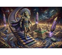 Sci-Fi Egyptian Pharaoh 1000 Piece Jigsaw Puzzle,Premium Cardboard,Home Wall Decor,Great Gifts,Whimsical Challenge,Educational Toy,Adults & Kids 14+,Stress Relief 38x26cm