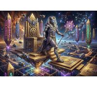 Sci-Fi Egyptian Pharaoh 1000 Piece Wooden Jigsaw Puzzle,Educational Toy,Impossible Challenge,Adults & Kids 14+,Wood,Home Wall Decor,Gift Idea,Stress Relief (75x50cm)