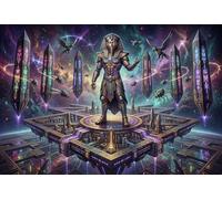 Sci-Fi Egyptian Pharaoh 500 Piece Wooden Jigsaw Puzzle,Wood,Educational Toy,Home Wall Decor,Gift Idea,Adults & Kids 14+,Impossible Challenge,Stress Relief (52x38cm)