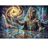 Sci-Fi Egyptian Pharaoh 500 Piece Wooden Jigsaw Puzzle,Wood,Educational Toy,Whimsical Challenge,Great Gifts,Home Wall Decor,Adults & Kids 14+,Stress Relief (52x38cm)