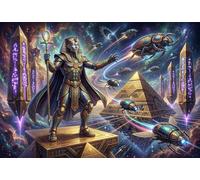 Sci-Fi Egyptian Pharaoh 500 Piece Wooden Jigsaw Puzzle,Wood,Impossible Challenge,Adults & Kids 14+,Home Wall Decor,Gift Idea,Educational Toy,Stress Relief (52x38cm)