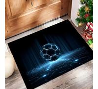Sci-Fi Football Door Mats 50 X 80 Cm, Washable Indoor Doormat Tpr Non-Slip, Dirt Trapper Front Door Mat Inside, Futuristic Style Super Absorbent Entrance Rug For Entryway, Pets And Dogs - Black