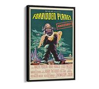Sci Fi Forbidden Planet Vintage Movie Poster Canvas Floater Frame Print Picture Art - Black Frame 12 inch wide x 18 inch high