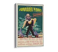 Sci Fi Forbidden Planet Vintage Movie Poster Canvas Floater Frame Print Picture Art - White Frame 20 inch wide x 30 inch high