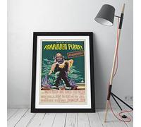 Sci Fi Forbidden Planet Vintage Movie Poster Framed Wall Art Picture Print - A2 - Black Frame