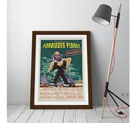 Sci Fi Forbidden Planet Vintage Movie Poster Framed Wall Art Picture Print - A3 - Walnut Frame