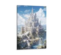 Sci Fi Landscape Futuristic Cloud White Castle Waterfall Mountain Decorative Painting Canvas Wall Posters And Modern Family Bedroom Decor 12x18inch(30x45cm)
