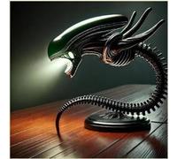 Sci-Fi LED Alien Lamp, 2025 New Alien Table Lamps Space Monster Bedside, 3D Resin Night Light, Black Space Theme Statue Ornaments Bedroom - Office Decoration, Collectible Home Lighting Gift (A)