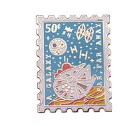 Sci-Fi Spacecraft Stamp Brooch Galaxy-Themed Collectible Metal Pins Astronomy Enthusiast Gift for Cosmic Decor Lovers