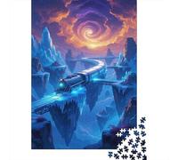 Sci Fi Train Jigsaw Puzzle for Adults 1000 Piece Jigsaw Puzzle Night Mountain View Puzzle Game for Family Relaxation Focus Home Decor 52x38cm/1000pcs