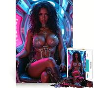 Sci-Fi Woman in Spaceship Interior 1000 Piece Jigsaw Puzzles for Teenagers Jigsaw Recall Build Easy Leisure Neat Cut Santa Wish Gift (50x75cm)