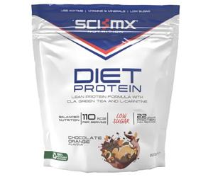SCI-MX Diet Whey Protein Powde + Vitamins & Green Tea, CLA & L-Carnitine - Chocolate Orange • Low Sugar • 22g Protein + 110 Calories per Serving • 800g
