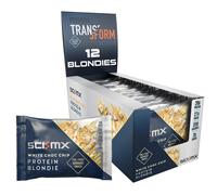 SCI-MX High Protein White Choc Chip Blondie Box - 20g protein, 2g sugar + 259 calories per blondie - Pack of 12 x 65 g - Low Sugar - Pre/Post Workout