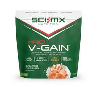 SCI-MX Pro-V Gain - 100% Vegan Salted Caramel Flavour Soy Protein Powder Isolate + B12 + Magnesium - Muscle Growth & Maintenance - Low Sugar, Non-GMO - 2.2KG (49 servings) 33g of protein per serving