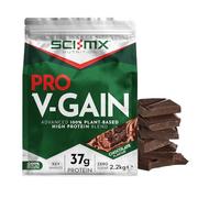 SCI-MX Pro-V Gain - 100% Vegan Chocolate Flavour Soy Protein Powder Isolate + B12 + Magnesium - Muscle Growth & Maintenance - Sugar Free, Non-GMO - 2.2KG (49 servings) 33g of protein per serving