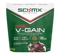 SCI-MX Pro-V Gain - 100% Vegan Chocolate Flavour Soy Protein Powder Isolate + B12 + Magnesium - Muscle Growth & Maintenance - Sugar Free, Non-GMO - 2.2KG (49 servings) 33g of protein per serving