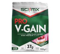 SCI-MX Pro-V Gain - 100% Vegan Protein Powder - Soy, Pea + Rice - Raspberry Cheesecake Flavour - B12 + Magnesium - Muscle Growth - Zero Sugar - Non-GMO - 900g (20 Servings) 37g of Protein per Serving