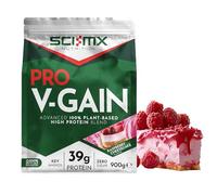 SCI-MX Pro-V Gain - 100% Vegan Protein Powder - Soy, Pea + Rice - Raspberry Cheesecake Flavour - B12 + Magnesium - Muscle Growth - Zero Sugar - Non-GMO - 900g (20 Servings) 37g of Protein per Serving