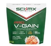 SCI-MX Pro-V Gain - 100% Vegan Salted Caramel Flavour Soy Protein Powder Isolate + B12 + Magnesium - Muscle Growth & Maintenance - Low Sugar, Non-GMO - 2.2KG (49 servings) 33g of protein per serving