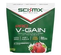 SCI-MX Pro-V Gain - 100% Vegan Strawberry Flavour Soy Protein Powder Isolate + B12 + Magnesium - Muscle Growth & Maintenance - Sugar Free, Non-GMO - 2.2KG (49 servings) 34g of protein per serving