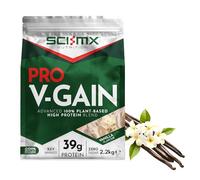 SCI-MX Pro-V Gain - 100% Vegan Vanilla Flavour Soy Protein Powder Isolate + B12 + Magnesium - Muscle Growth & Maintenance - Sugar Free, Non-GMO - 2.2KG (49 servings) 39g of protein per serving