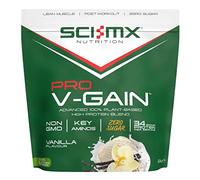 SCI-MX Pro-V Gain - 100% Vegan Vanilla Flavour Soy Protein Powder Isolate + B12 + Magnesium - Muscle Growth & Maintenance - Sugar Free, Non-GMO - 2.2KG (49 servings) 34g of protein per serving