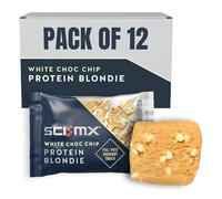 SCI-MX High Protein White Choc Chip Blondie Box - 20g protein, 2g sugar + 259 calories per blondie - Pack of 12 x 65 g - Low Sugar - Pre/Post Workout Snack - No Palm Oil - Suitable for Vegetarians