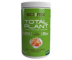 SCI-MX Total Plant - Vegan Protein Powder for Lean Muscle Development - Salted Caramel Peanut • Low-Sugar • 35g Protein + 176 Calories per Serving • 450g