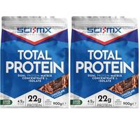 SCI-MX Total Protein - Dual Concentrate & Isolate Powder - Lean Muscle Development - Chocolate • No Added Sugar • 4.2g BCAAs • 900g (Pack of 2)