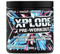 SCI-MX - X-PLODE Pre-Workout - 300g - Blue Raspberry Flavour - 250mg Caffeine, 6g Citrulline Malate, 3.2g Beta Alanine/Serving - Suitable for Vegetarians + Vegans