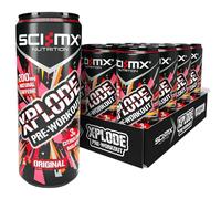 SCI-MX - X-PLODE Pre-Workout - 330ml x 12 - Ginger + Mango Flavour - 200mg Natural Caffeine, 3000mg Citrulline Malate, 16mg Vitamin B3, B6 + B12 - 24kcal / serving - Zero Sugar - Suitable for Vegans