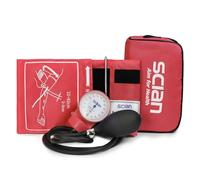 Scian Aneroid Sphygmomanometer - Manual Blood Pressure Cuff with D-Ring Universal Cuff 10-16", Carrying Bag for Nurse Doctor Senior Adult (Red)