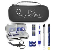 Scian Hard Stethoscope Case for 3M Littmann Classic III Stethoscope, MDF Acoustica Deluxe Lightweight Dual Head Stethoscope, Lightweight II S.E. Stethoscopes, Medical accessories inlcuded, Black