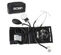 Scian Manual Blood Pressure Cuff with Stethoscope - Aneroid Sphygmomanometer with D-Ring Universal Cuff 22-42cm in Carrying Bag for Nurse Doctor Senior Adult (Black)