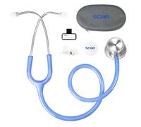 SCIAN Stethoscope Dual Head for Nurses, Doctors, Adults, Med Students, Classic Stainless Steel Stethoscope Home Use Medical Supplies with Carrying Bag, Shinning Blue