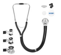 SCIAN Stethoscope Sprague Rappaport for Doctors, Nurses, School Students, and Home Use, Multi-fuctional Cardiology Stethoscope Dual Head with Adult, Pediatric, and Infant Convertible Bell (Black)