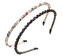 scicent 2 Pieces Rhinestone Headband Crystal Hair Hoop Shiny Hairband Metal Head Bands 9620