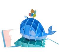 scicent 3D Birthday Card Blue Whale Happy Birthday Card for Grandchildren, Sons and Daughters, Friends and Classmates, Brothers and Sisters - Whale